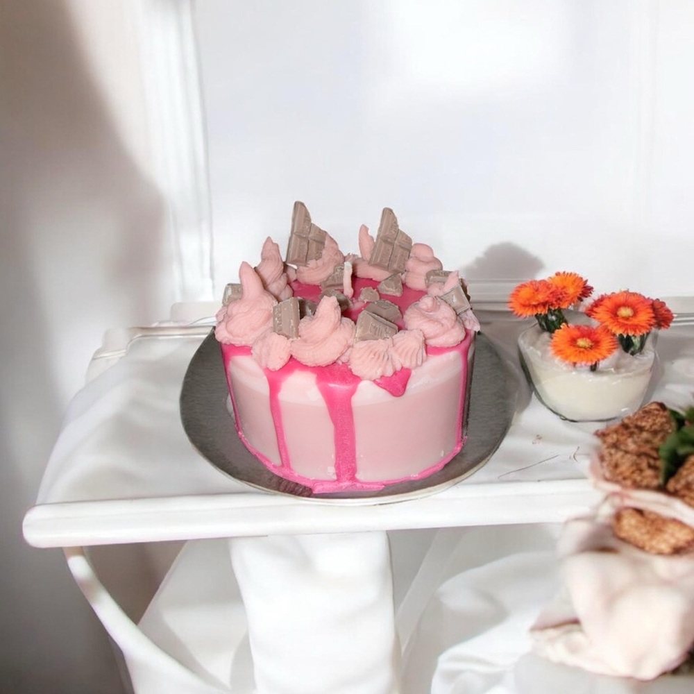 Pink Drip Celebration Cake Candle
